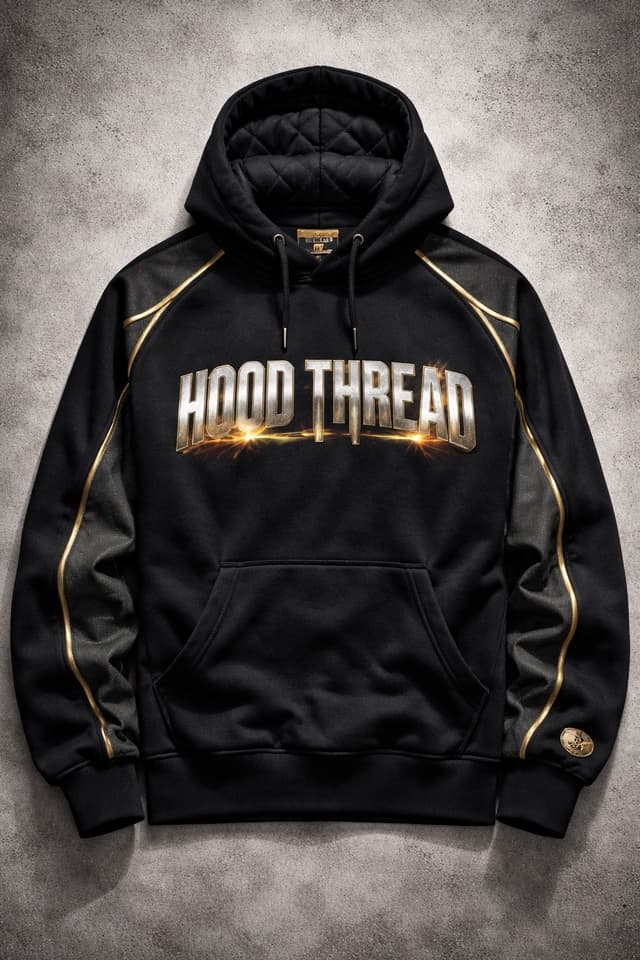 Hood Thread Premium Signature Hoodie β Black & Gold